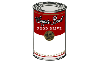 Soup Can with "Souper Bowl Food Drive" on label
